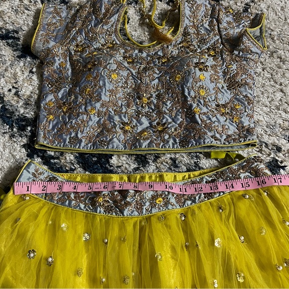 Yellow and Grey Lehenga - Picture 5 of 6